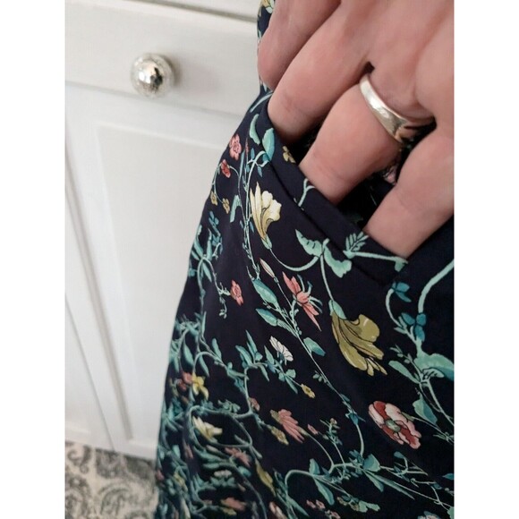 Ann Taylor Loft Pants Women's Sz 10T Floral Marisa Riviera Cropped  Blue Pink - Picture 6 of 16